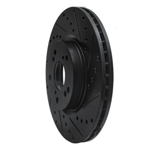 Honda Ridgeline Brake Rotor (1) - Rear Right - R1 Concepts - Drilled & Slotted - Black - `06-`14